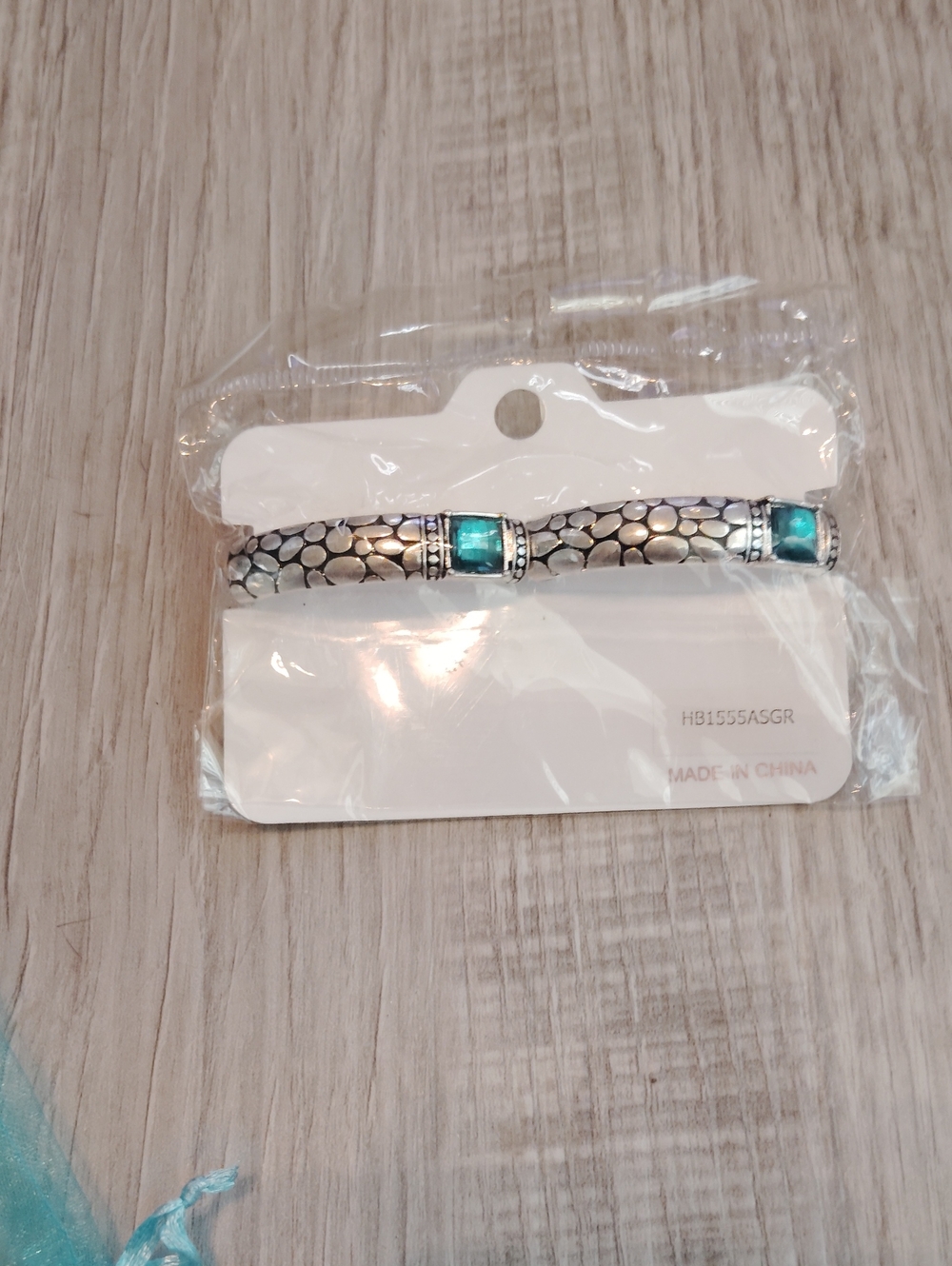 Silver Bracelet with Teal Gem Accents - Women Jewelry